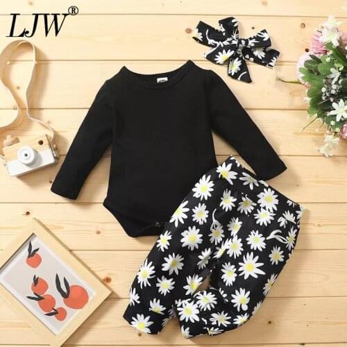 Spring and Autumn Baby Childrens Set Surprising Sleeve Top Climbing + Little Chrysanthemum Casual Pants Set
