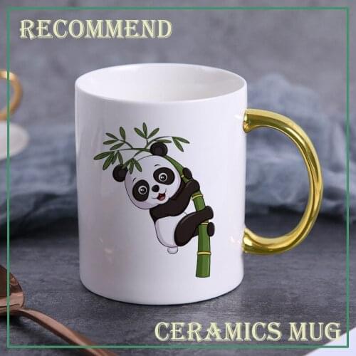 Funny Panda climbing trees Mugs,11oz Ceramic Boy Mug Home Office White Porcelain Milk Beer Coffee Mug Cup KTDW-064