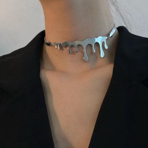 MOGAKU Metal Water Drop Clavicle Necklace Fashion OL Designer Party Club Goth Chokers Necklaces INS Hot Hiphop Punk Jewelry Top