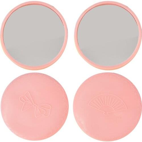 1pcs Pink Cute Kawaii Mini Pocket Makeup Mirror Cosmetic Compact Metal Mirrors Color Random Dia 7cm