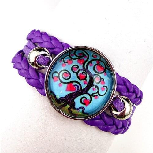 1pc New designs Tree of Life Bracelets,Pink,Purple,Black,Red,Rose,Blue Leather Female Bracelet Gifts for The New Year
