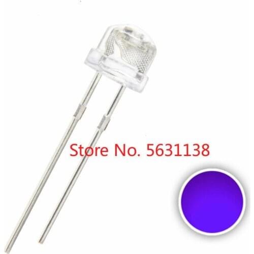 100pcs 5mm purple DIP chip LEDs Straw Hat UV Light Wide Angle Ultraviolet 395-400nm Transparent Water Clear 20mA 3V dropshipping