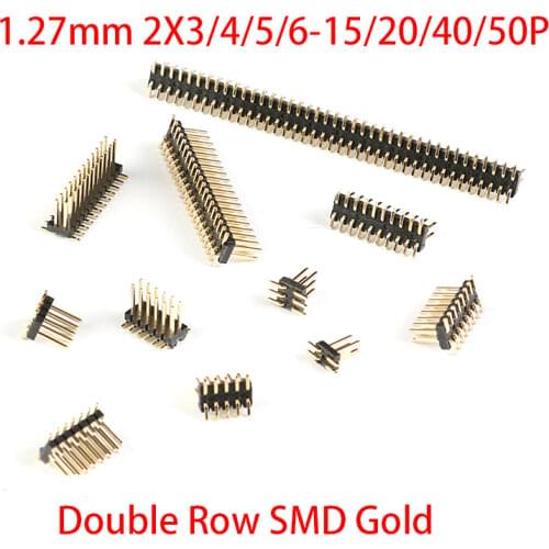 100pcs 1.27mm Dual Pin Header, SMT SMD 2X50P SMT Male Header,Dual Row, Single Plastic, Gold-plated,B=4.3mm