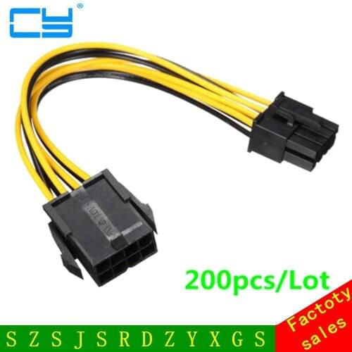 200pcs/Lot PCI-E 8 Pins Male to 8 Pins Female PCI Molex IDE Express Power Extension Cable Adapter For Video Card