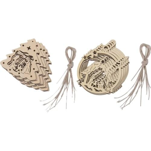 20x Blank Wood Nativity Christmas Tree Hanging Ornament Craft Tag w/ Strings