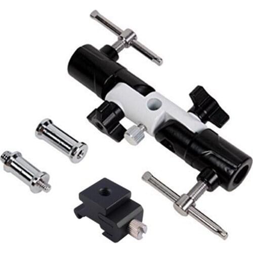 3-Section U-shape Type Swivel Tilt Flash Bracket 180 Degree Adjustable for Umbrella Holder Speedlight Light Stand Tripod Adapter