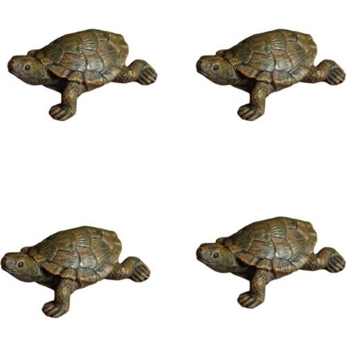 68UE 4 Pcs Sea Turtle Realistic Micro Mini Miniature Figurines for Garden Patio Landscape Fairy Home Accessories Decoration