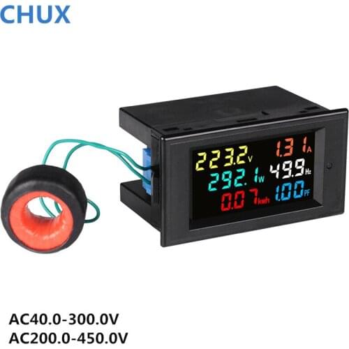 6 in 1 LED Digital Display Voltmeter Ammete AC 80.0-300.0 Multi-Function D69-2058 Multiple Colour Power Frequency KWH PH Meter