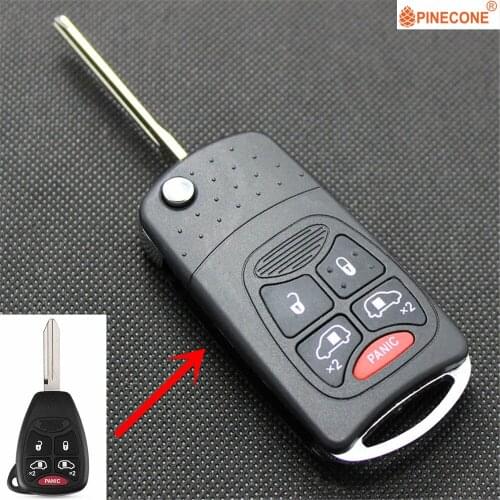 AURONOVA Upgrade Folding Key Shell for Chrysler 200 PT Cruiser Sebring Dodge Avenger Durango Jeep 4+1 Button Remote Car Key Case