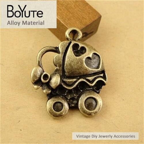 BoYuTe (40 Pieces/Lot) 22*26MM Antique Bronze Plated Zinc Alloy Materials Baby Carriage Charms Pendant Diy Jewelry Findings
