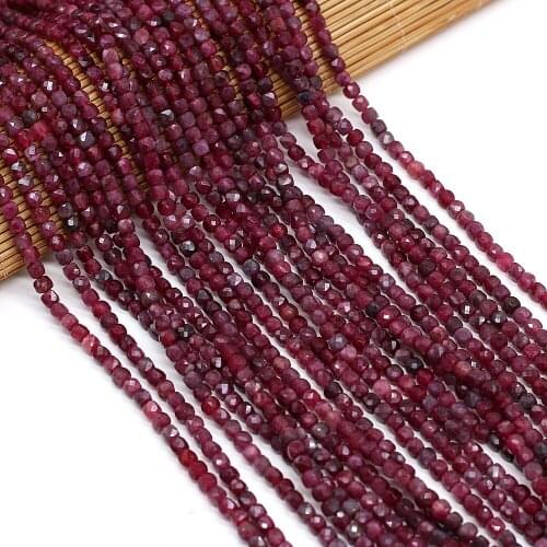 5mm Beaded Natural Stone Faceted Irregular Square Ruby Spacer Loose Beads For Jewelry Making Charm DIY Bracelet Accessories