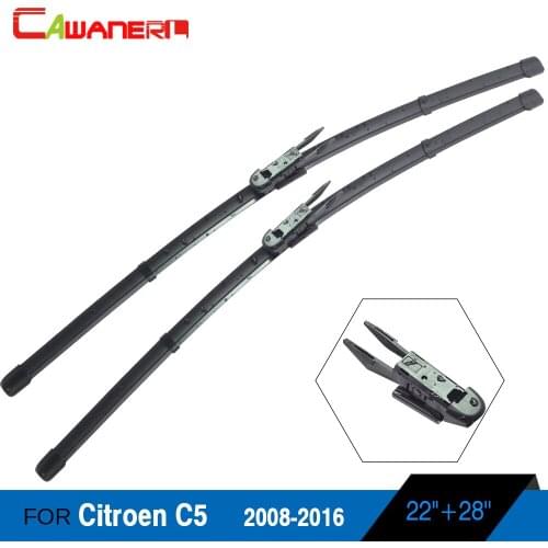 Cawanerl 1Pair Car Frameless Soft Rubber Windscreen Wiper Blades Windshield All Season Suitable Fit For Citroen C5 2008-2016