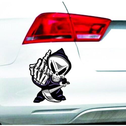 Etie Car Sticker Accessories Skull Middle Finger Reflective Decal Decoration for Volkswagen Polo Opel Audi Ford Focus Toyota Kia