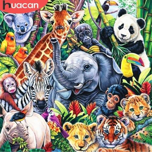 HUACAN 5D Diamond Embroidery Full Drill Square/Round Elephant DIY Diamond Painting Animal Home Decoration Gift