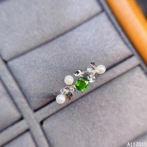 KJJEAXCMY fine jewelry 925 sterling silver inlaid natural gemstone diopside exquisite Womans new ring Support test hot selling