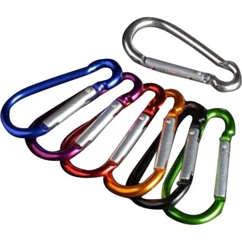 10pcs Climbing Button Carabiner Two Shape Camping Hiking Hook Outdoor Sports Multi Colors Aluminium Safety Buckle Keychain