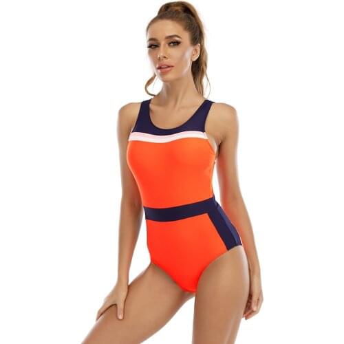 Fitness Bodysuit One-piece Womens Swimwear 2021 Competition Clothes Hollow Sexy Beautiful Back Three-color Geometric Stitching