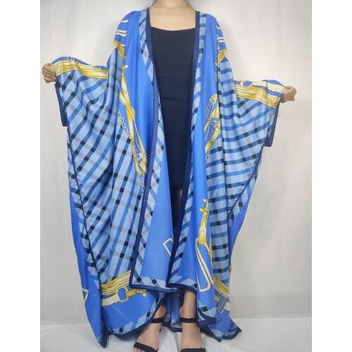 Beautiful Summer Boho Printed Open Front Silk Duster Coat For Women Casual Elegant African Swimwear Long Cardigans Muslim