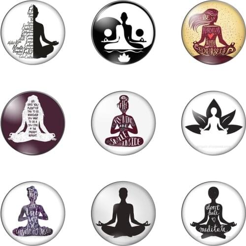 Lot Yogo Letters Mixed Diy Glass Piece Round Photo Glass Cabochons for Jewelry Making Handmade DIY Accessories