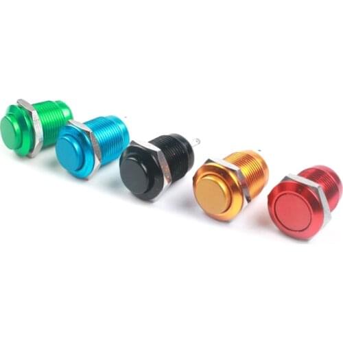12mm metal button self-resetting small switch waterproof oxide metal button flat high head inching switch pin 3-220v
