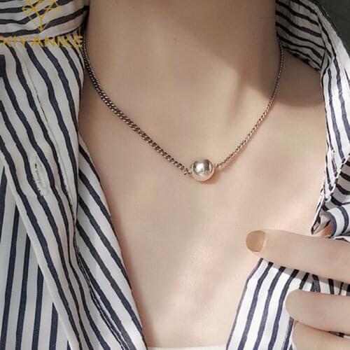 XIYANIKE 925 Sterling Silver Trendy Necklace for Women New Fashion Simple Small Bead Pendant Clavicle Chain Couples Jewelry Gift