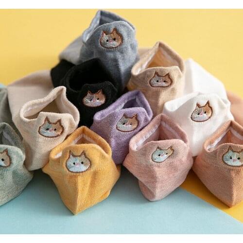 Fashion Socks Women New 2020 Spring Ankle Socks Girl Cotton Cute Cats Color Novelty Women Short Fashion Style Casual Socks Lady