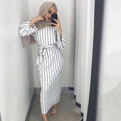 Muslim Dress Abaya for Women Gown Striped Fashion Dress Caftan Islamic Clothing Abaya Dubai Turkish Arabic Eid Mubarak Vestidos