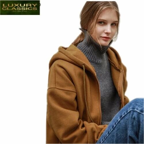 Newest Fashion Womens 2021 Loose Korean Style Sweatershirts Casual Zip-up Tops Female Streetwear Hooded Hoodies LWL543