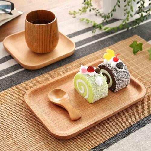 OTHERHOUSE Wooden Dessert Plates Dishes Tray Cake Dinnerware Food Dessert Tea Plate Fruit Saucer Kitchen Dinner Plates