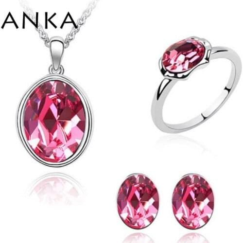 ANKA fashion egg crystal necklace earrings ring set hot sale classic for women jewelry gift Crystals from Austria #83960