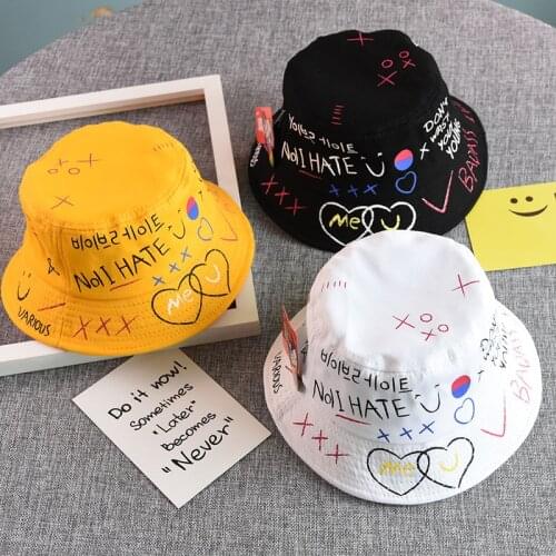 2020 new Graffiti Bucket Hat Women Men Summer Fishing Hats Casual Fishermen Cap Brim K pop Hip Hop Female Bucket Hat
