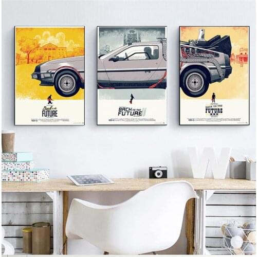 Back To The Future Car Poster Art Paintings Silk Canvas Poster Print Classic Movie Pictures Home Decor Boy Kid Gift