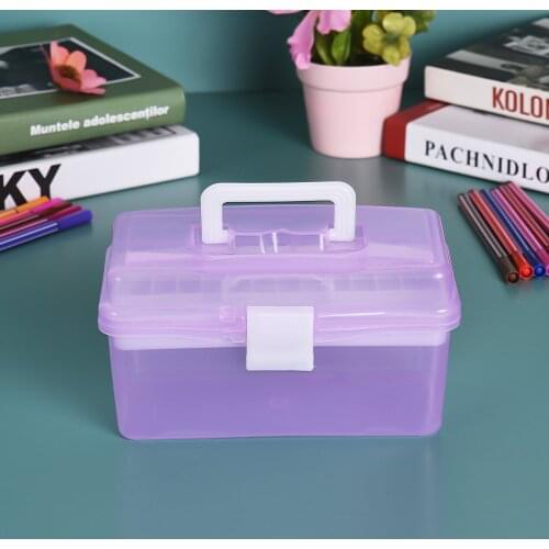 Clear Plastic Art Storage Box Watercolor Oil Painting Supplies Multipurpose Case Portable for Artists Students