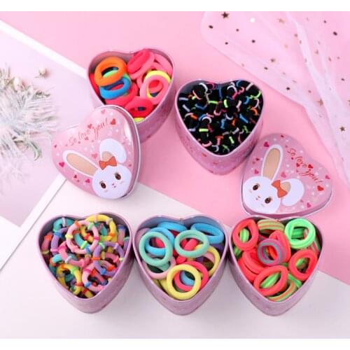 30PCS/Box Nylon Soft Colorful Elastic Hair Bands For GIrls Ponytail Holder Rubber Bands Scrunchie Kids Fashion Hair Accessories