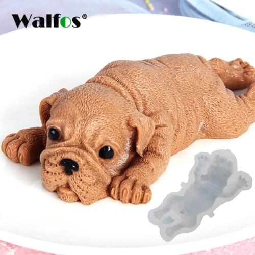 Walfos Cute Dog Silicone Mold Mousse Cake 3D Shar Pei Mould Ice Cream Jello Pudding Blast Chilling Tool Fondant Decoration