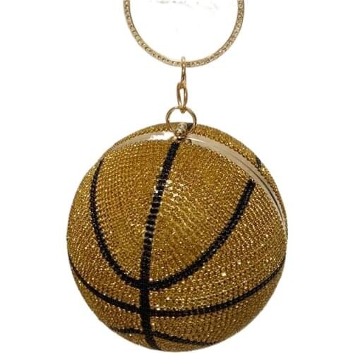 Trend Diamond Basketball Bag Ring Hand Bag Ladies Spherical Dinner Bag Wedding Personalized Decoration Mobile Phone Coin Purse