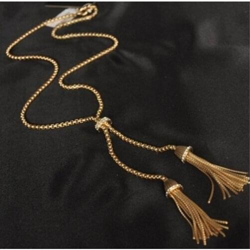 Star with sweater chain carroll 2015 New Fashion Vintage Style Women Gold Link Chain Pendant Tassel Long Necklace Charm Jewelry
