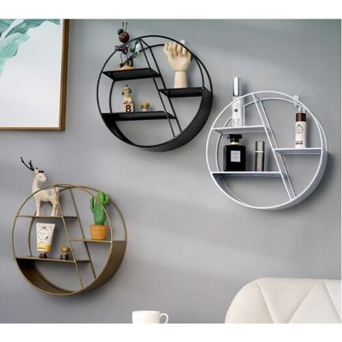 1PC Hexagon Decorative Hanging Wall Shelf Wrought Iron Storage Rack Living Room bedroom DIY Wall Decor Holder Flower Pot QA 149