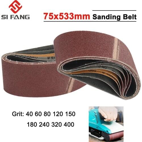 10pcs/set 75*533mm Sanding Belts 40-400 Grits Sandpaper Abrasive Bands For Belt Sander Abrasive Tool Wood Soft Metal Polishing