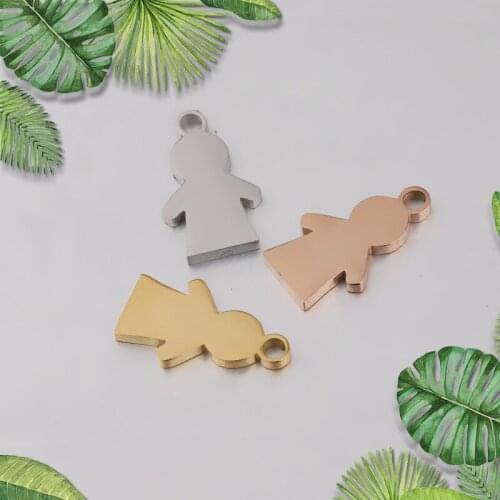 100% Stainless Steel Blank Boy Girl Tag Charm Rose Gold/Gold/Silver Color Metal Kids Family Tag Mirror Polished Wholesale 20pcs