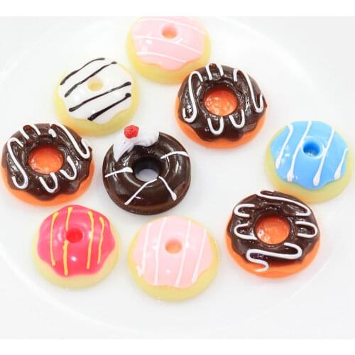 20/50pcs 23MM Creamy Chocolate Donut ResinCharms Cabochons Ornament Or Scrapbook DIY Crafts