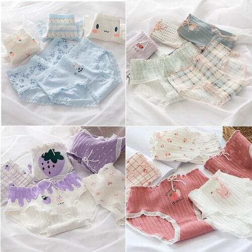 2021 Cotton Womens Panties Seamless Stripe Navy Bow Curling Comfort Underwear Soft Breathable Briefs for Girl Gift M-XL