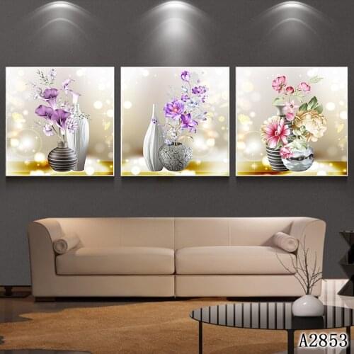 Abstract Oil Painting Print on Canvas 3pcs Modular Magnolia Flower Vase Canvas Printing Painting Wall Art Picture forHome Decor