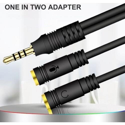 Bluelans Adapter Cable 2-in-1 High Fidelity 3.5mm Earphone AUX Splitter Converter for Mobile Phone