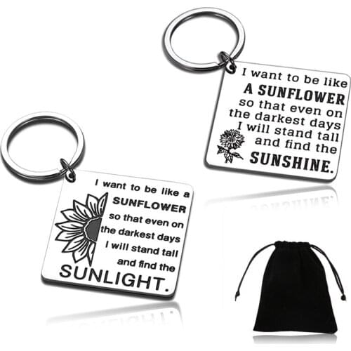 Sunflower Keychain Gifts for Women Men Inspirational Key Chains Son Daughter Teen Friends Christmas Graduation Birthday Key Ring