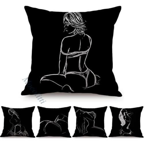 Black and white pleasure sexy art nordic woman butt ass design bedroom decoration sofa throw pillow case car chair cushion cover