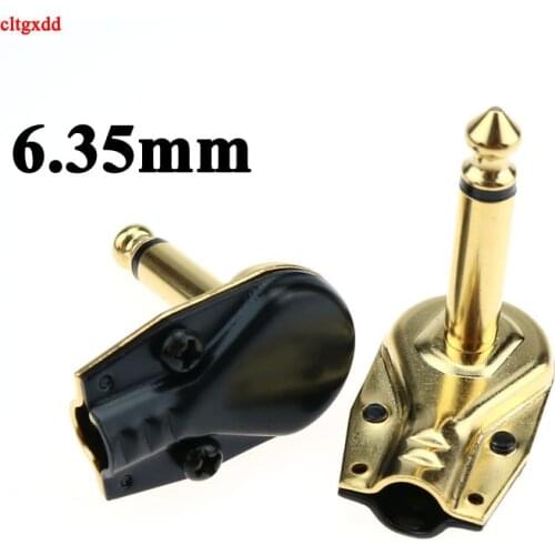 Cltgxdd 1pcs Right Angle 1/4" 6.35 mm Mono 2 Pole Jack Plug 6.35mm Flat Male Guitar Phono Pancake Effects Pedal Connector