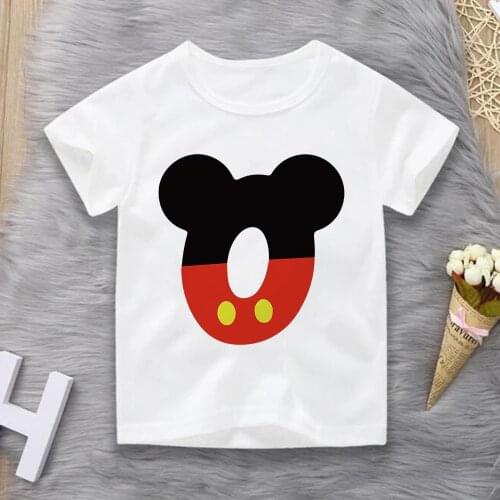 Kids Cartoon Disney Mickey Mouse Birthday Number Name Print T Shirt Children Birthday T-shirts Boy&Girl Funny Gift Tshirt