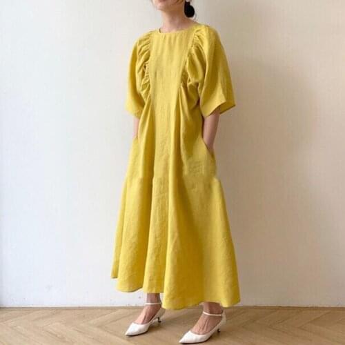 Two-side wear design loose swing seven-sleeve dress long Dress Famale 0604
