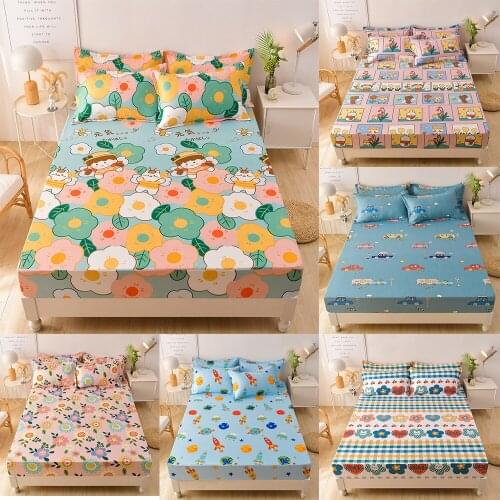 Elastic Floral Bed Sheet Stretch All-inclusive Mattress Covers Four Corners With Elastic Band Bed Protector For Double Queen Bed
